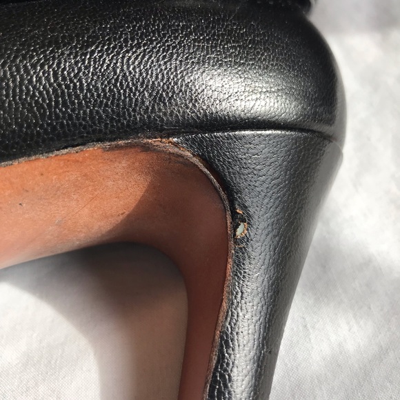BLACK LEATHER HIGH HEEL ANKLE BOOTIE. SZ 10. - Picture 9 of 13